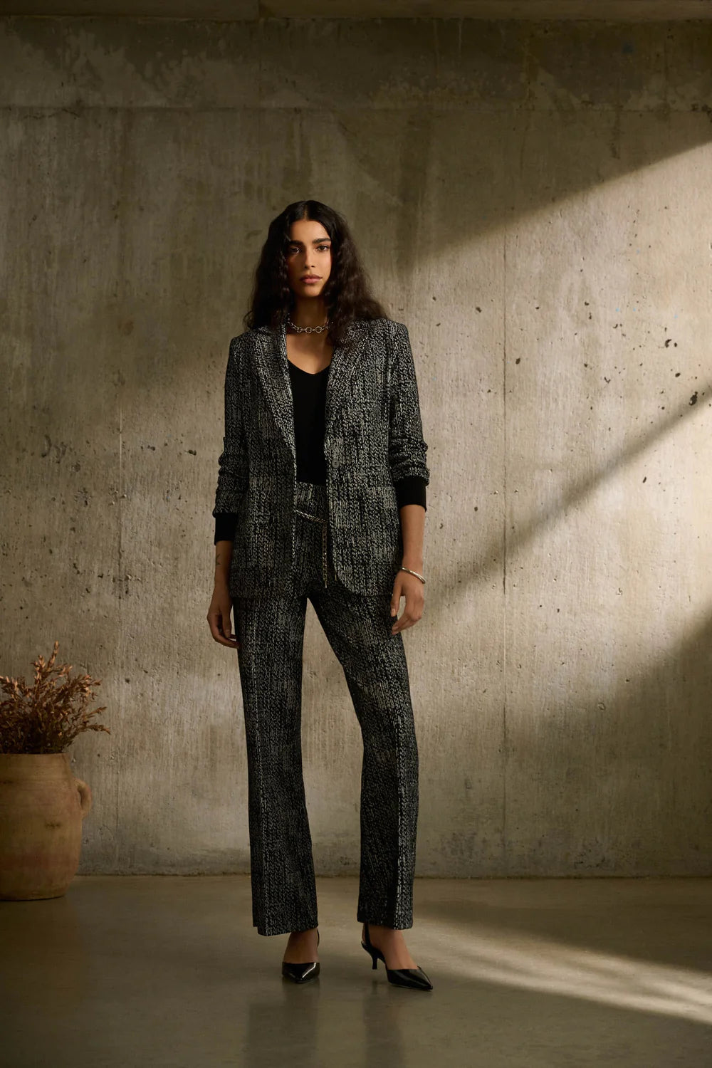 Joseph Ribkoff Tweed Knit Fitted Blazer 243053