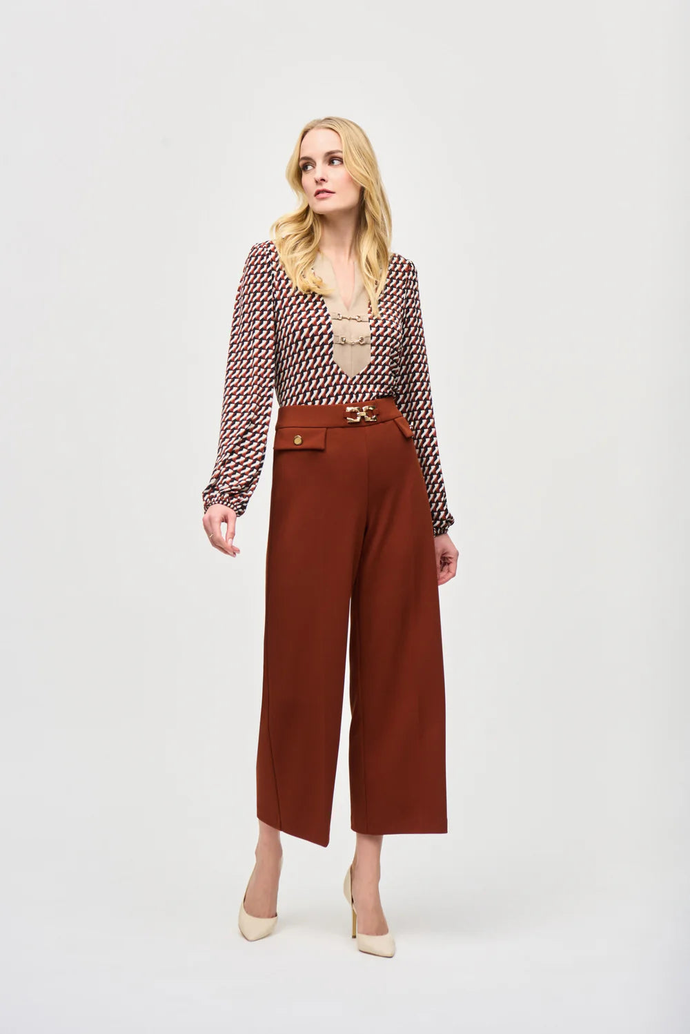 Joseph Ribkoff Wide-Leg Pull-On Cropped Pants 243055