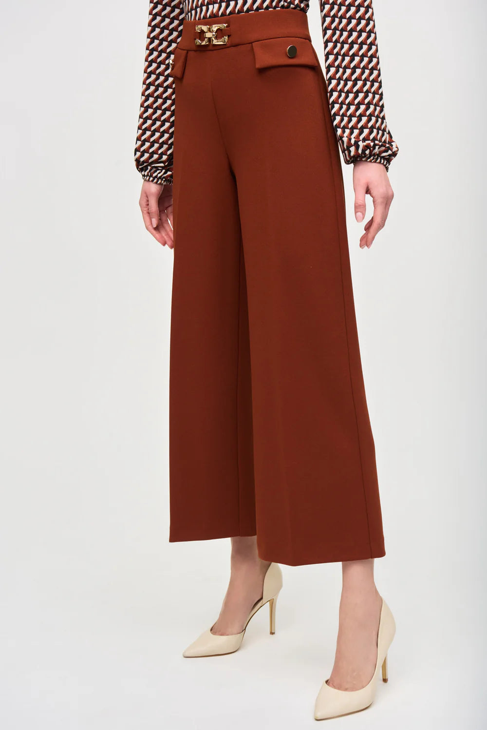 Joseph Ribkoff Wide-Leg Pull-On Cropped Pants 243055