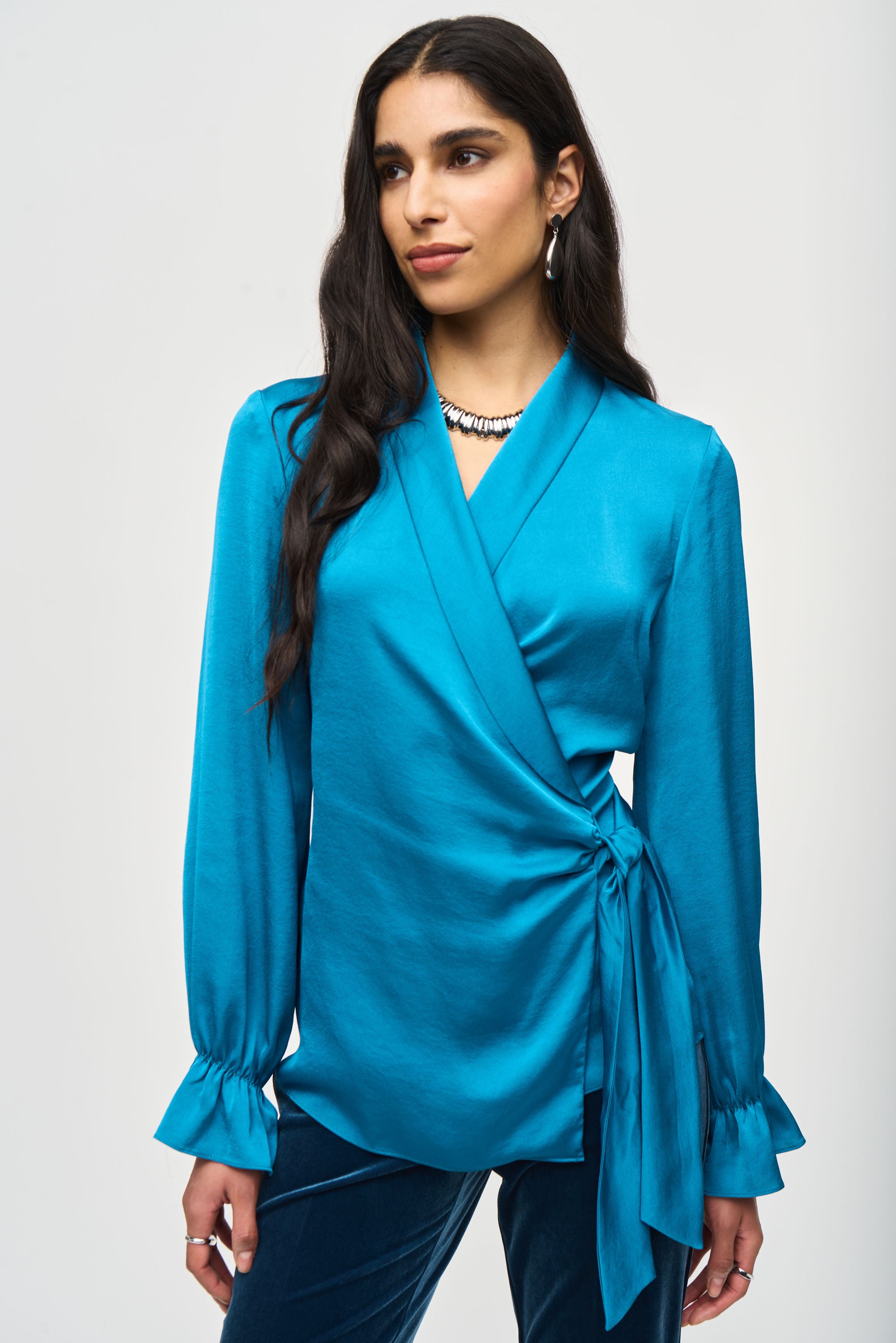 Joseph Ribkoff Ruffled Wrap Blouse 243086