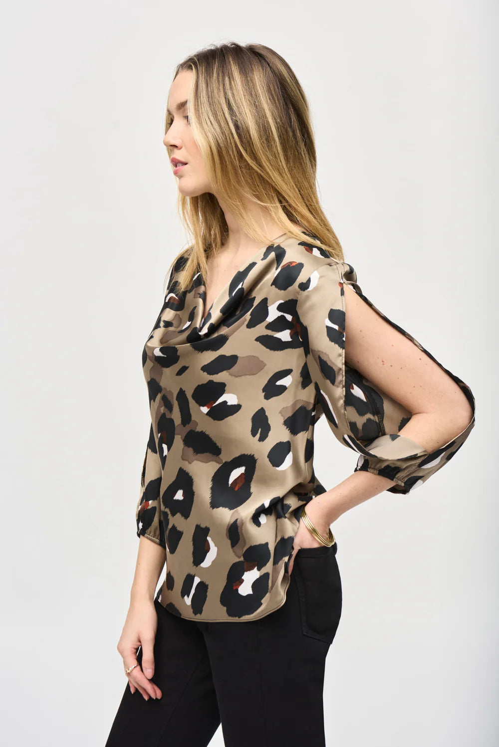 Joseph Ribkoff Satin Animal Print Top 243108