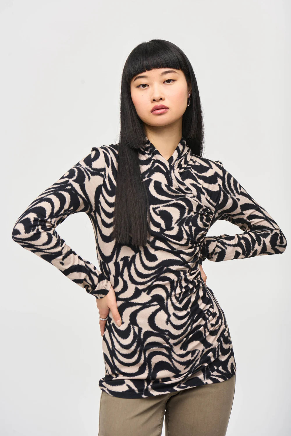 Joseph Ribkoff Bohemian Abstract Cowl Neck Top 243149