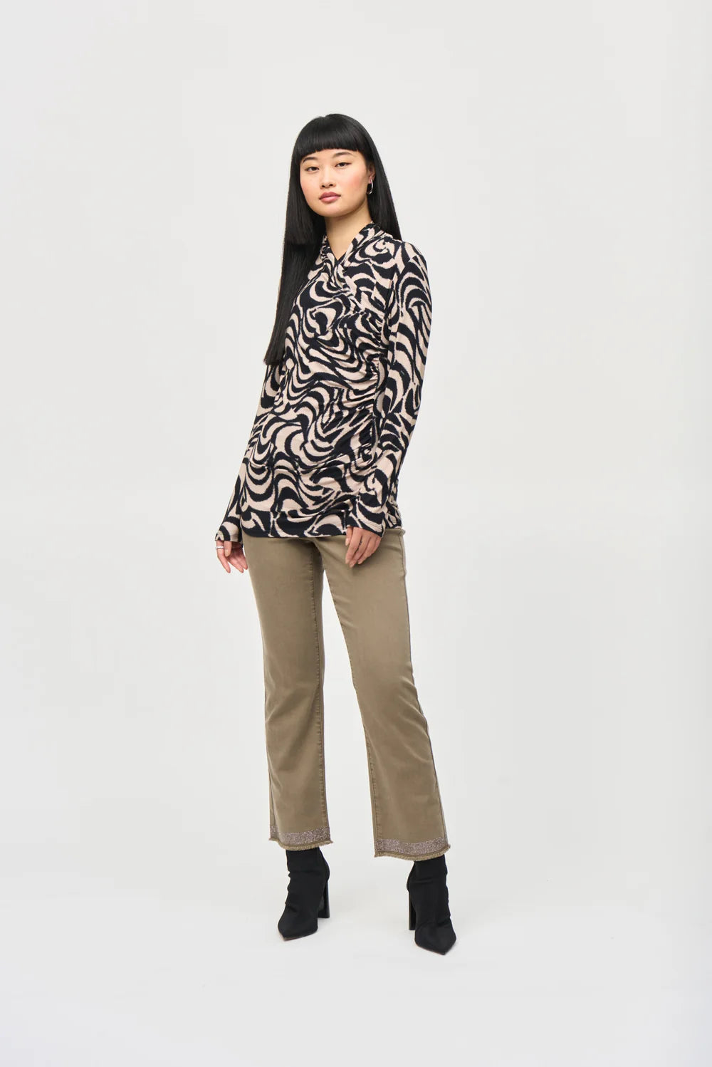 Joseph Ribkoff Bohemian Abstract Cowl Neck Top 243149
