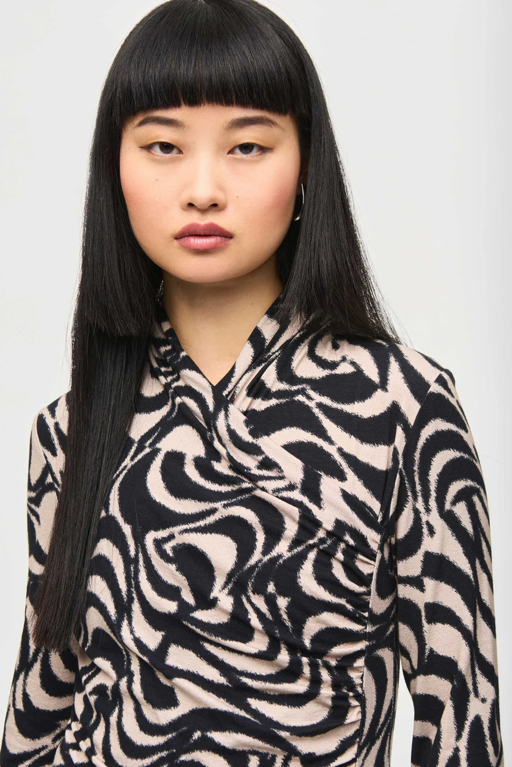 Joseph Ribkoff Bohemian Abstract Cowl Neck Top 243149