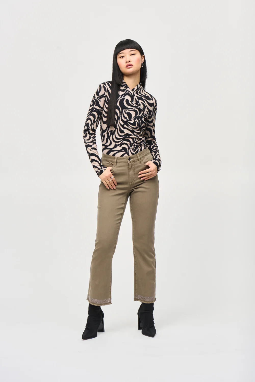 Joseph Ribkoff Bohemian Abstract Cowl Neck Top 243149