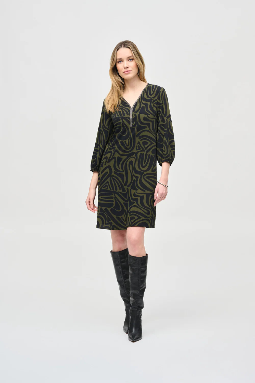 Joseph Ribkoff Abstract Print A-Line Dress 243154
