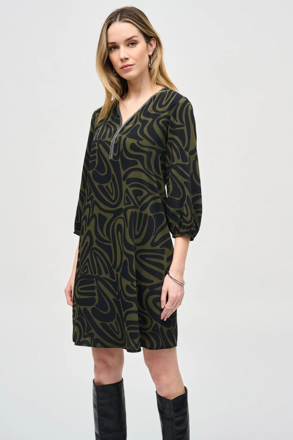 Joseph Ribkoff Abstract Print A-Line Dress 243154