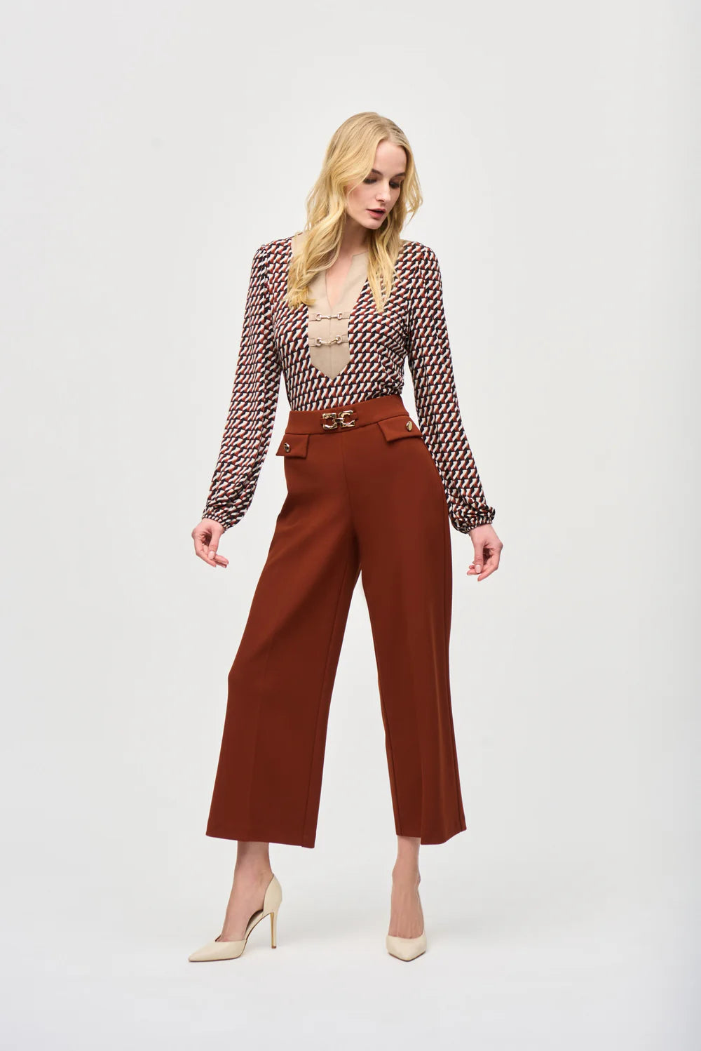 Joseph Ribkoff  Geometric Print Flared Top Style 243184