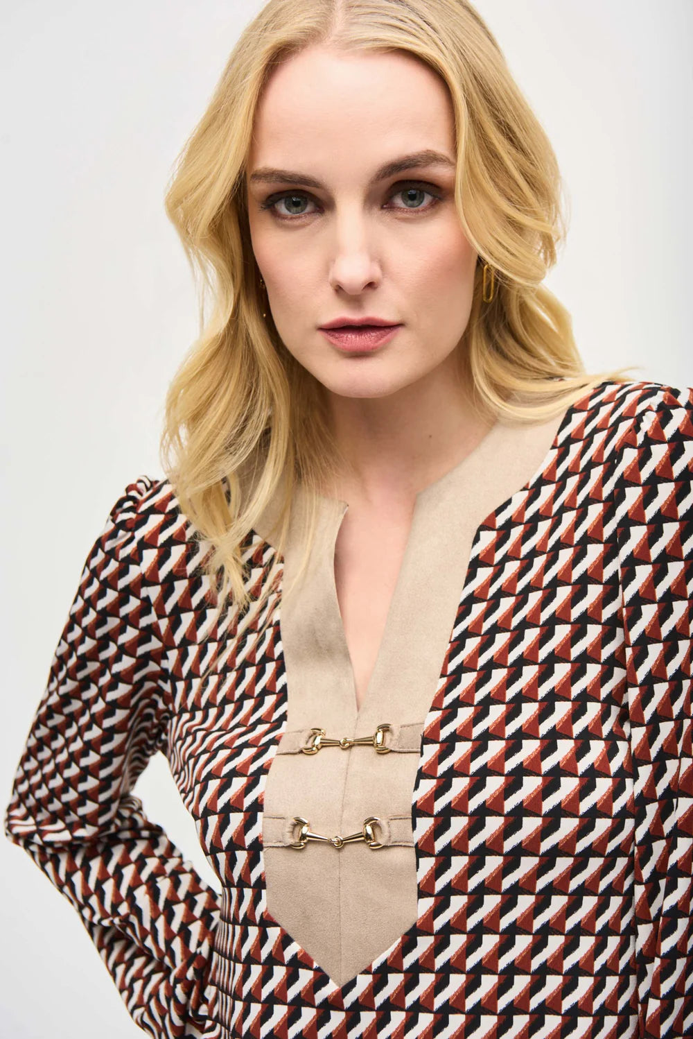 Joseph Ribkoff  Geometric Print Flared Top Style 243184