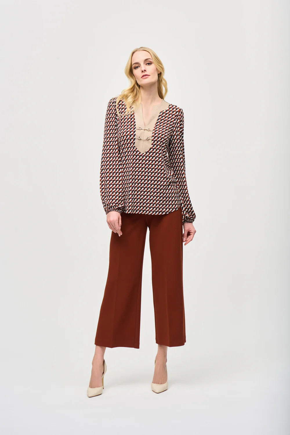 Joseph Ribkoff  Geometric Print Flared Top Style 243184