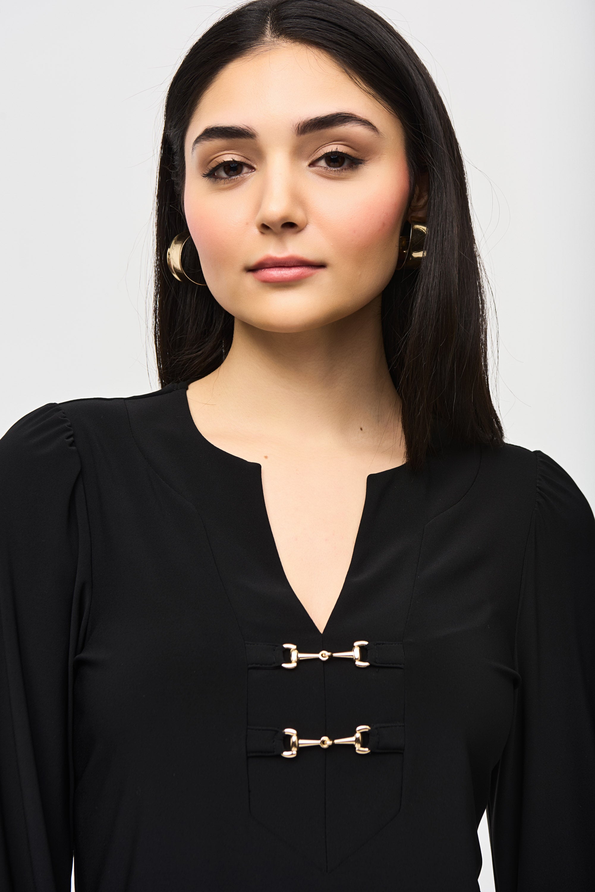 Joseph Ribkoff Metallic Puff Sleeve Blouse 243185