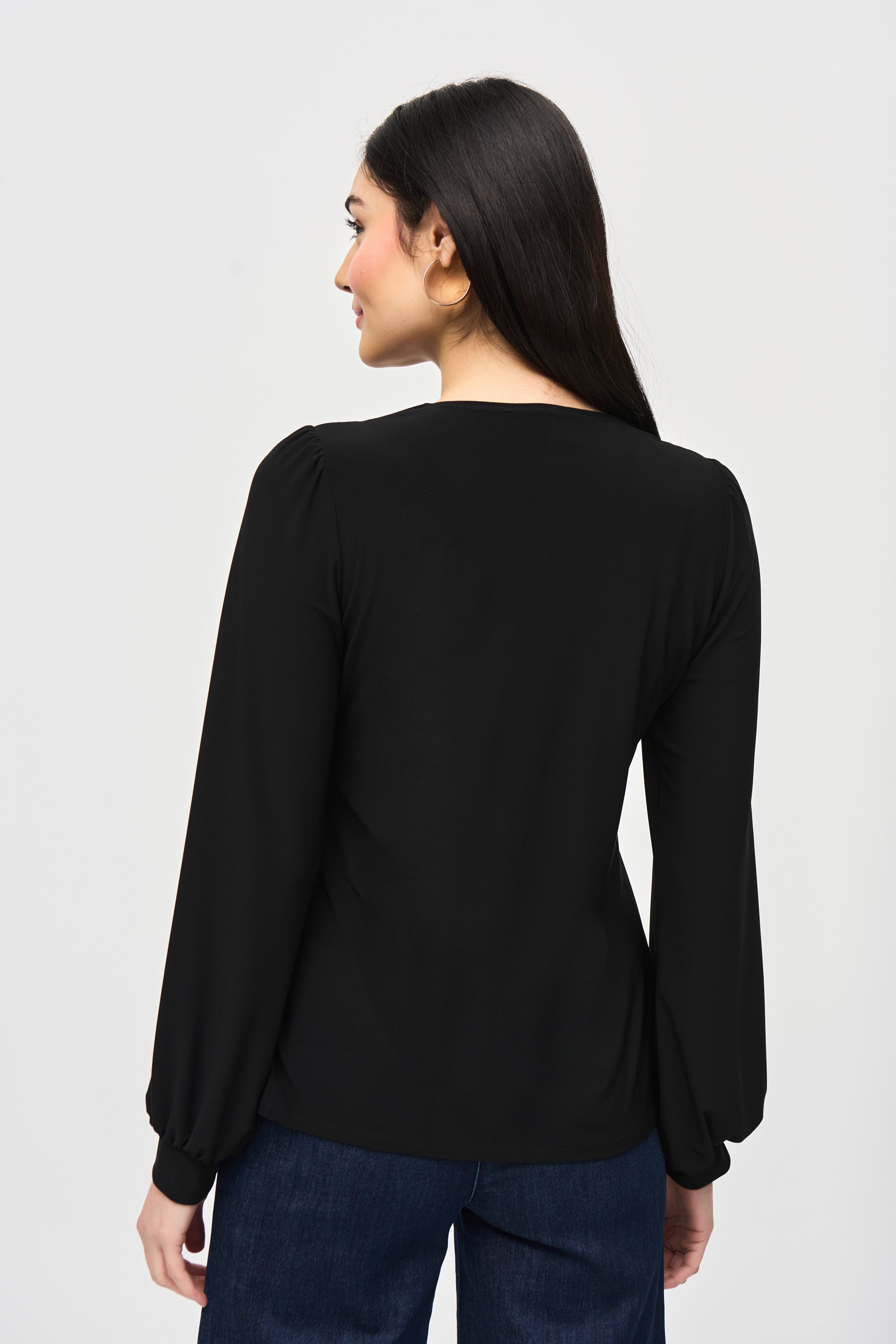 Joseph Ribkoff Metallic Puff Sleeve Blouse 243185