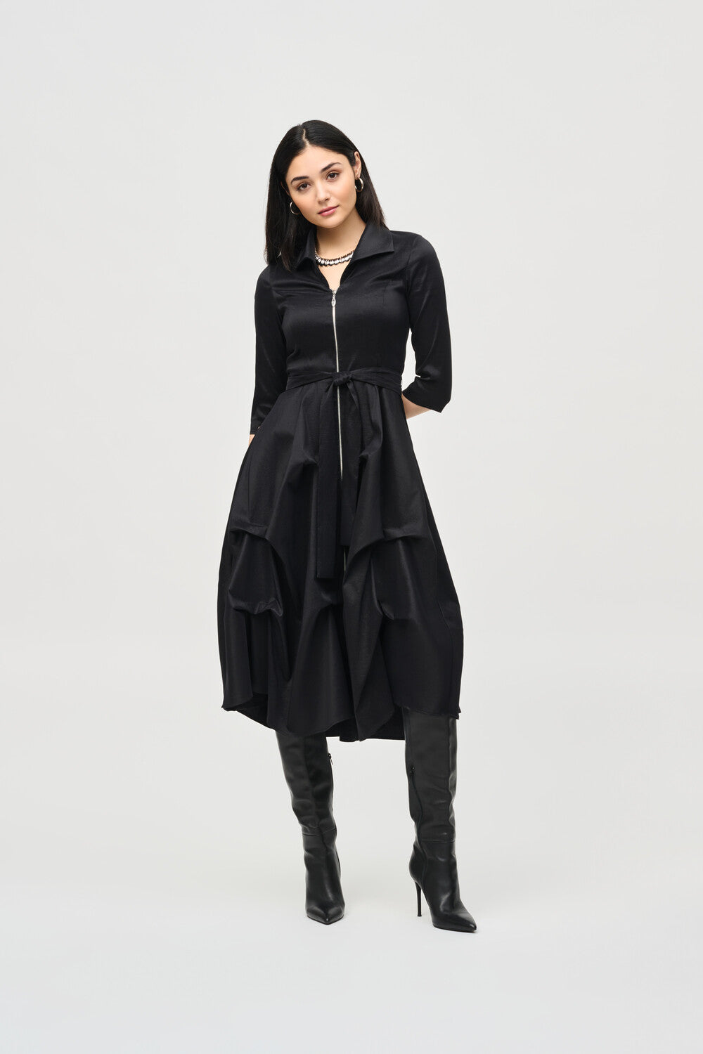 Joseph Ribkoff Cutaway Midi Ruffle Dress 243200