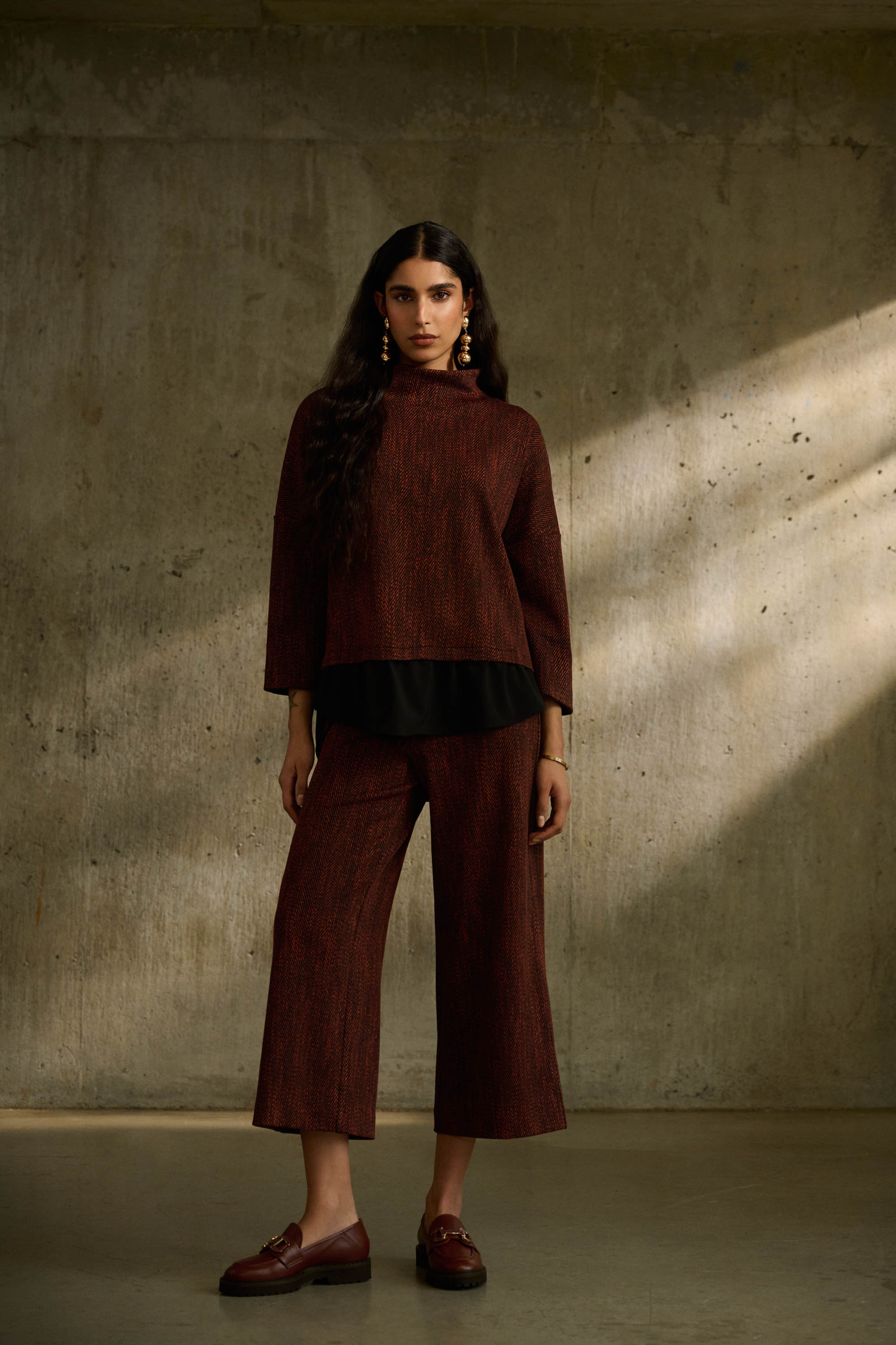 Joseph Ribkoff Chevron Jacquard Knit Culotte Pants 243302