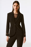 Joseph Ribkoff Signature | Silky Knit and Rhinestone Mesh Blazer 243752