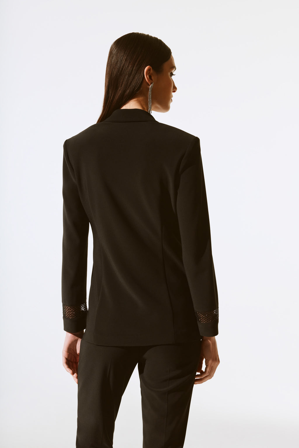 Joseph Ribkoff Signature | Silky Knit and Rhinestone Mesh Blazer 243752