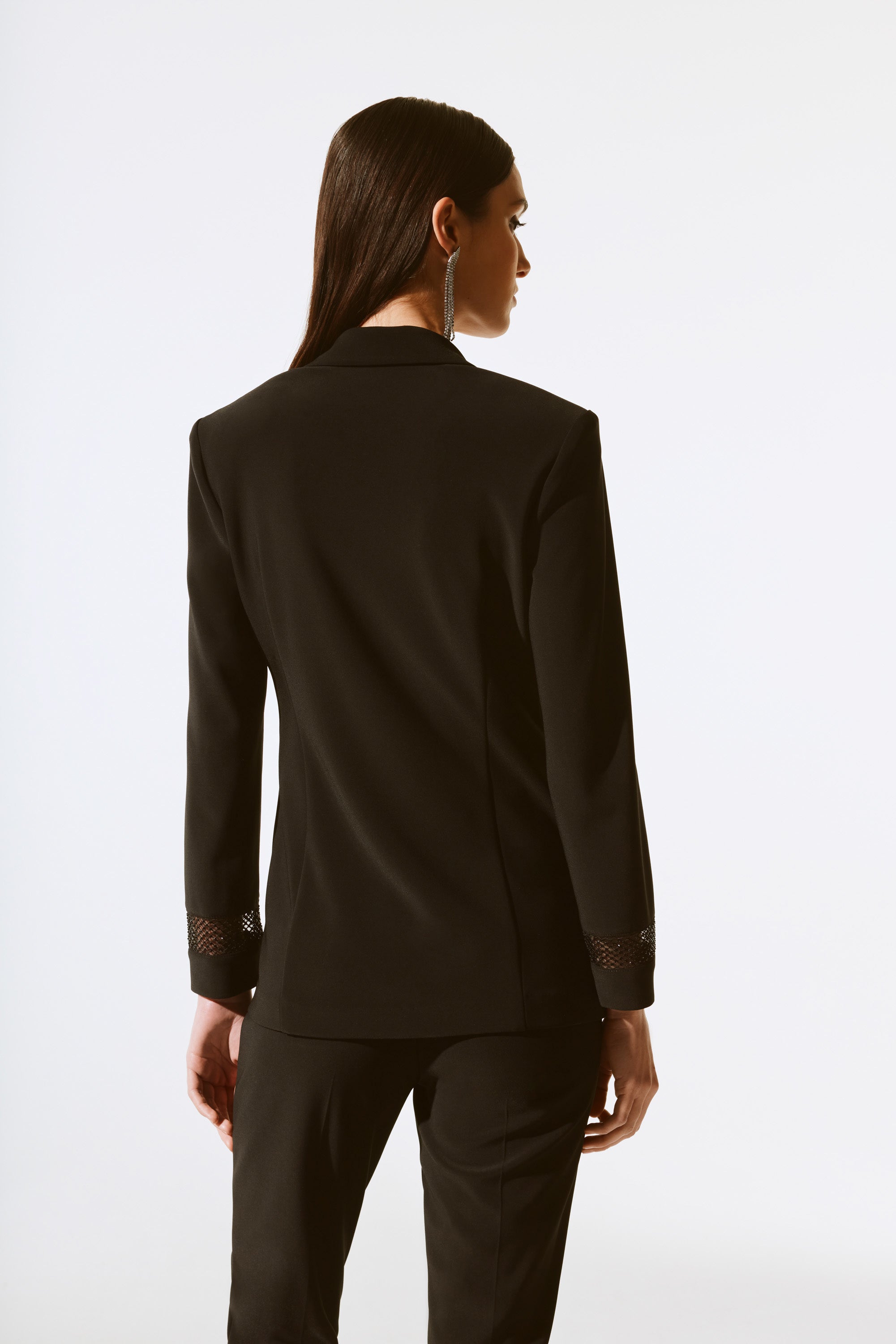 Joseph Ribkoff Signature | Silky Knit and Rhinestone Mesh Blazer 243752