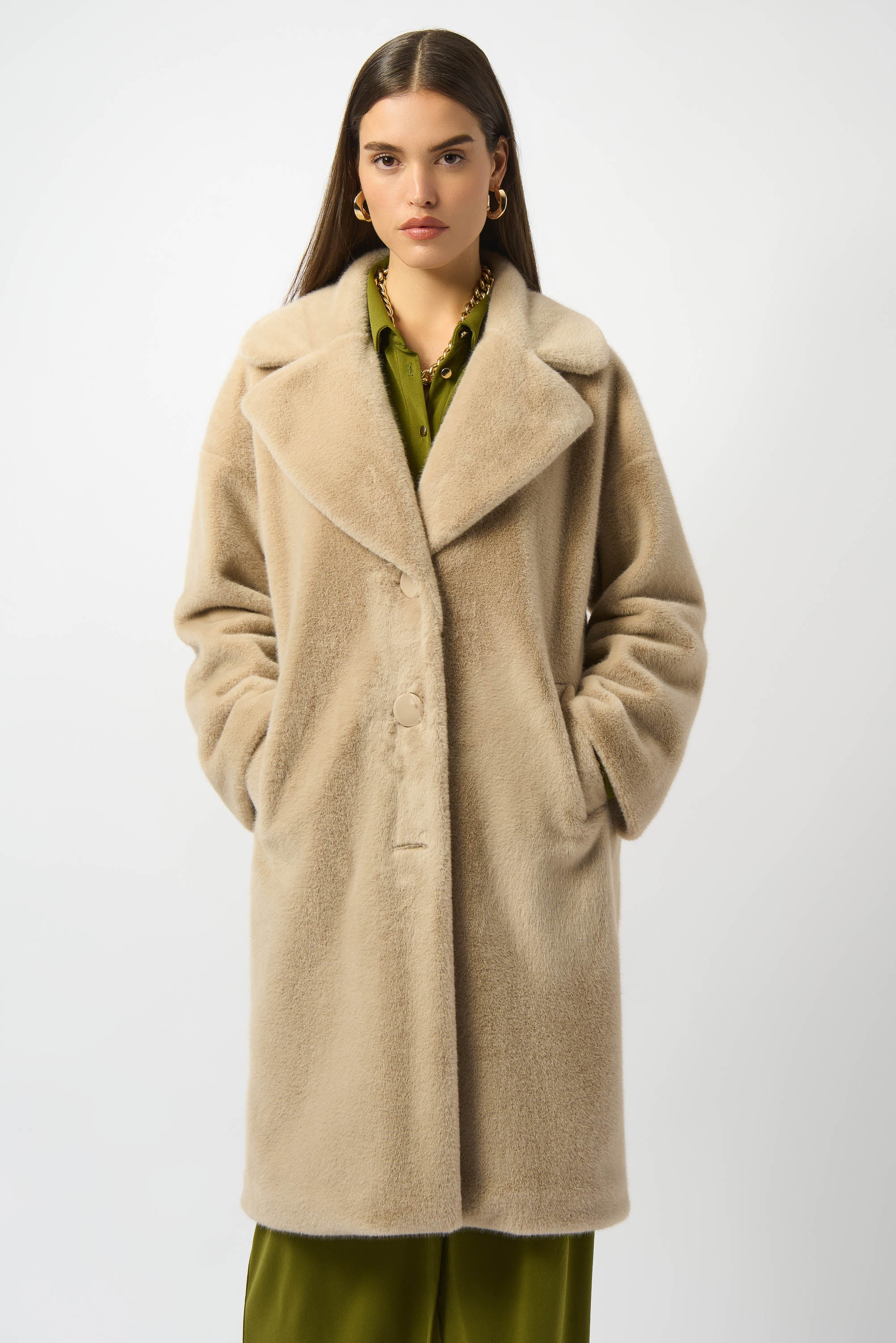 Joseph Ribkoff Faux Fur Straight Coat 243902
