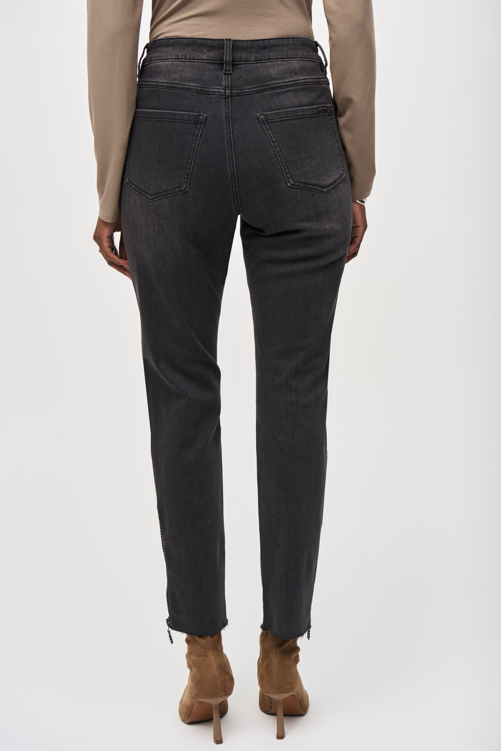 Joseph Ribkoff Denim Pants With Rhinestones and Mesh Detail 243914