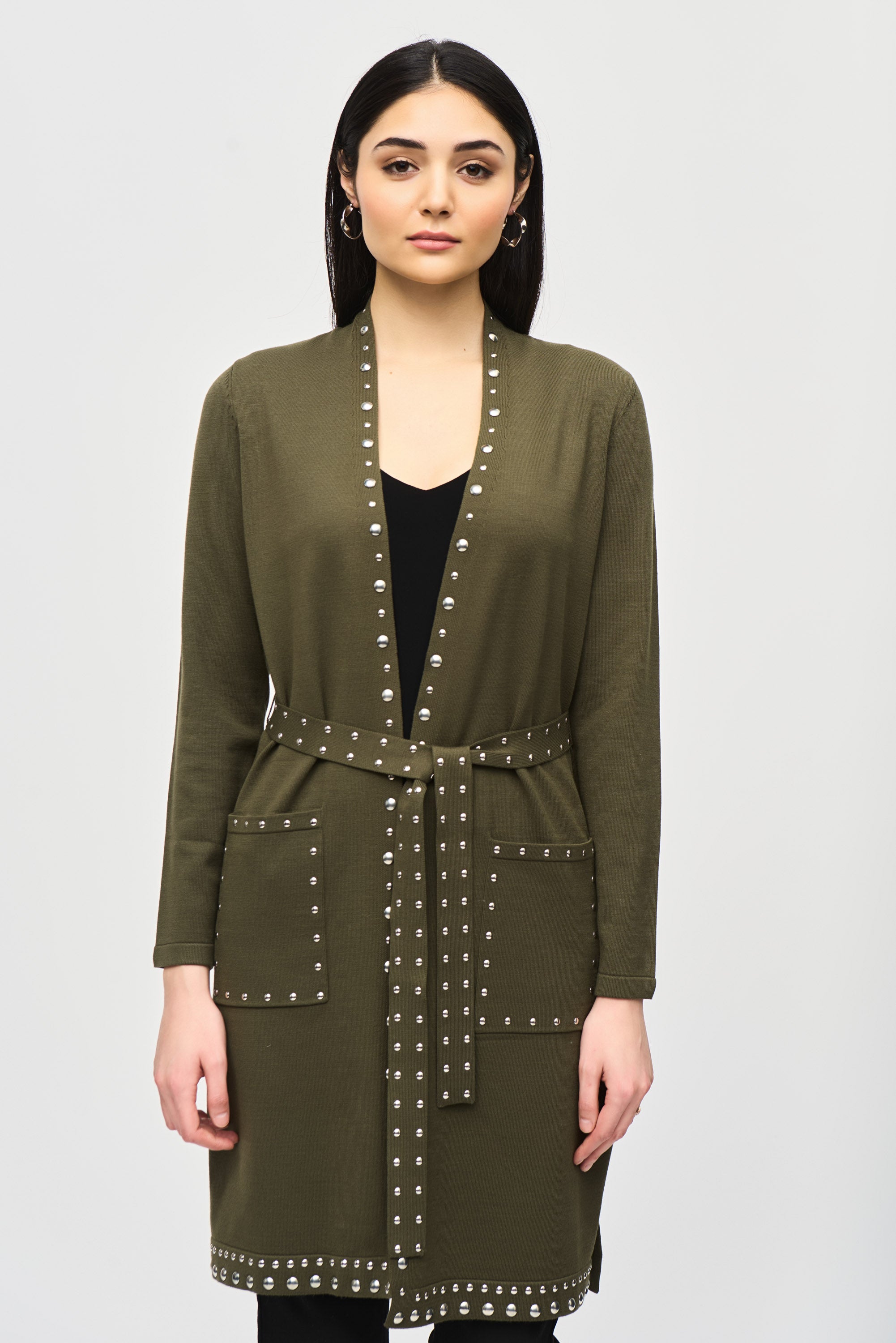 Joseph Ribkoff Sweater Knit Coat with V-Shape Neckline 234919F24