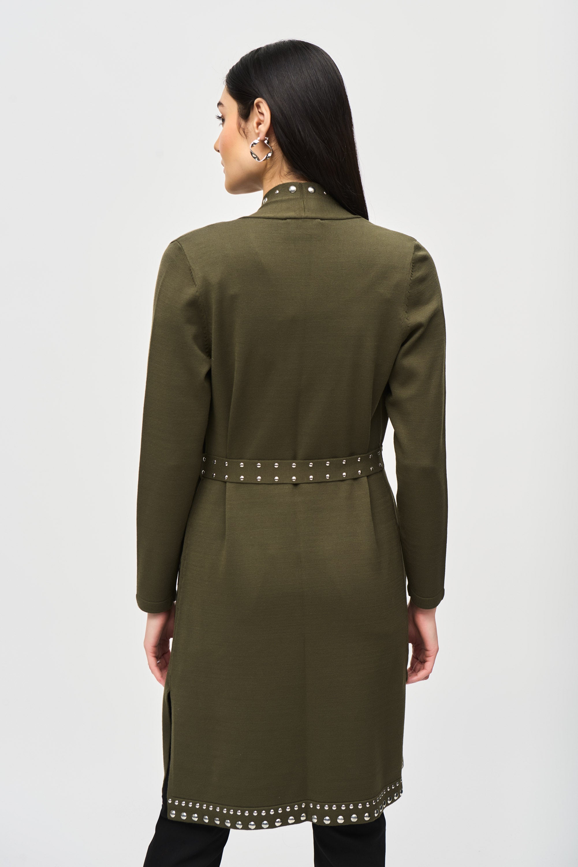 Joseph Ribkoff Sweater Knit Coat with V-Shape Neckline 234919F24