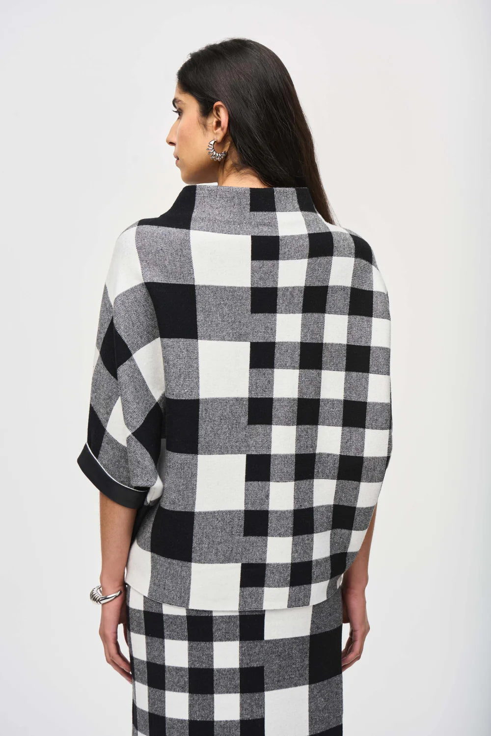 Joseph Ribkoff Plaid Jacquard Knit Sweater 243946