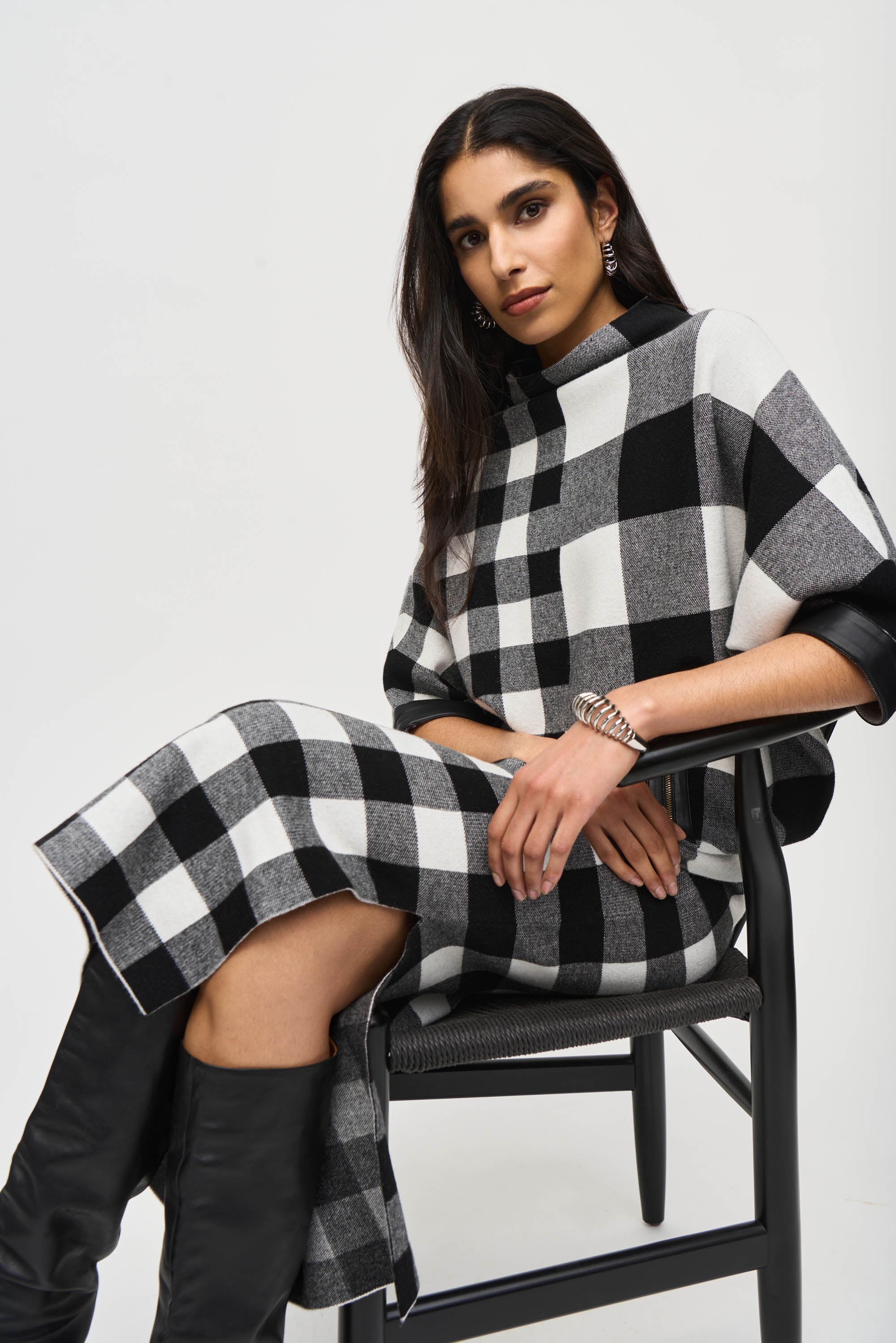 Joseph Ribkoff Plaid Jacquard Knit Skirt 243947