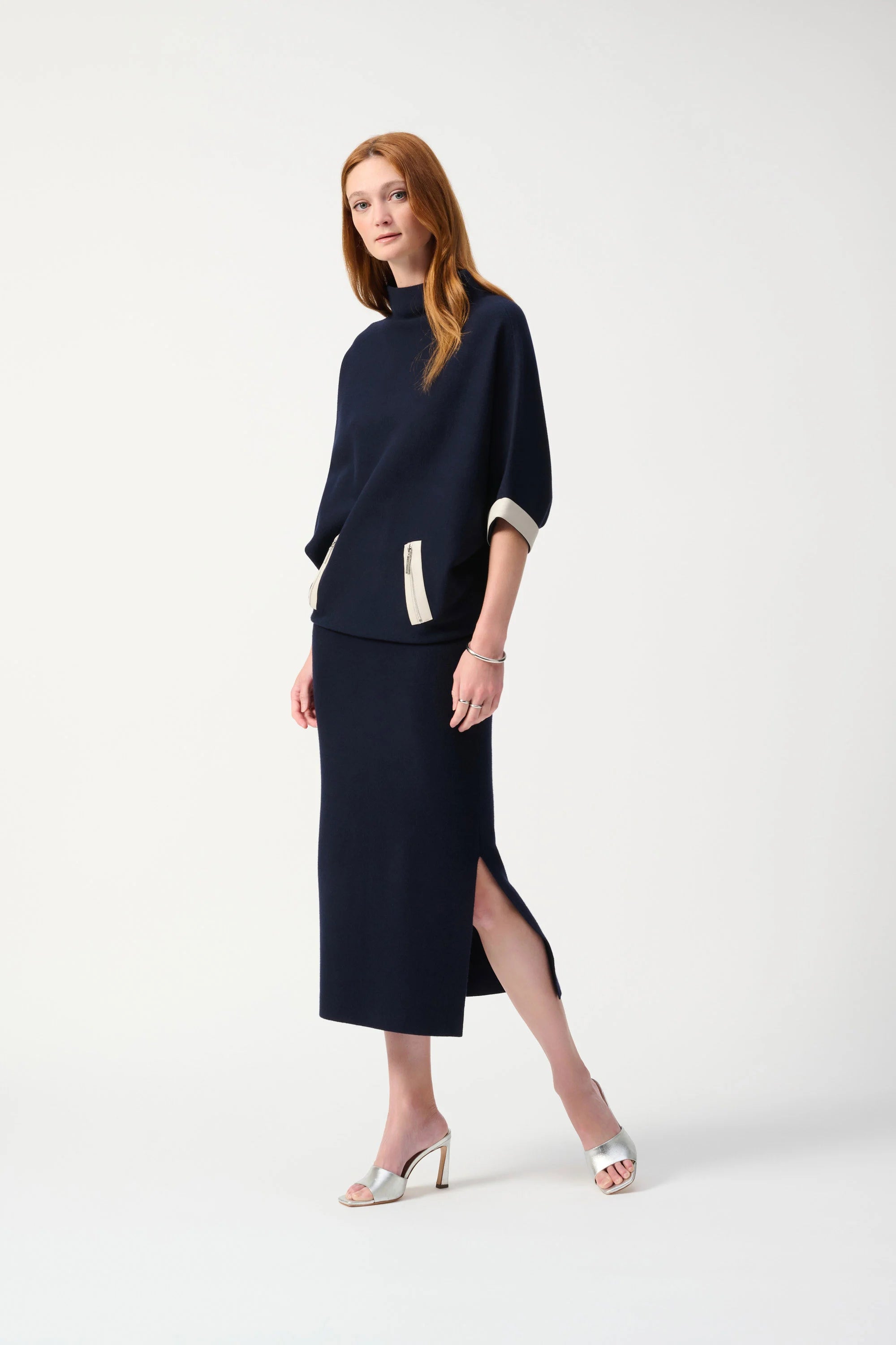 Joseph Ribkoff Sweater Knit Funnel Neck Top 243966S25