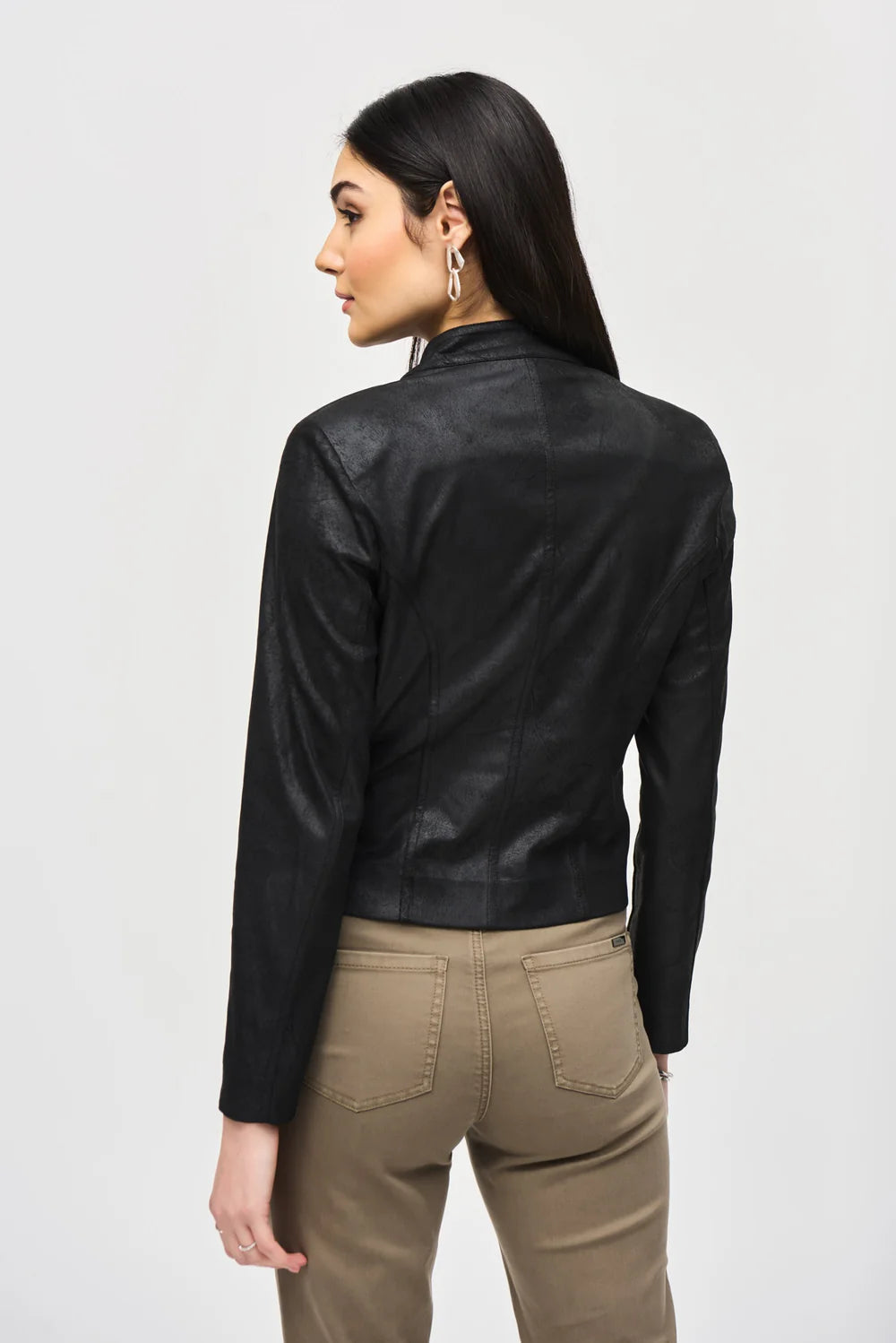 Joseph Ribkoff Faux Suede Jacket With Metallic Mesh Detail 243972