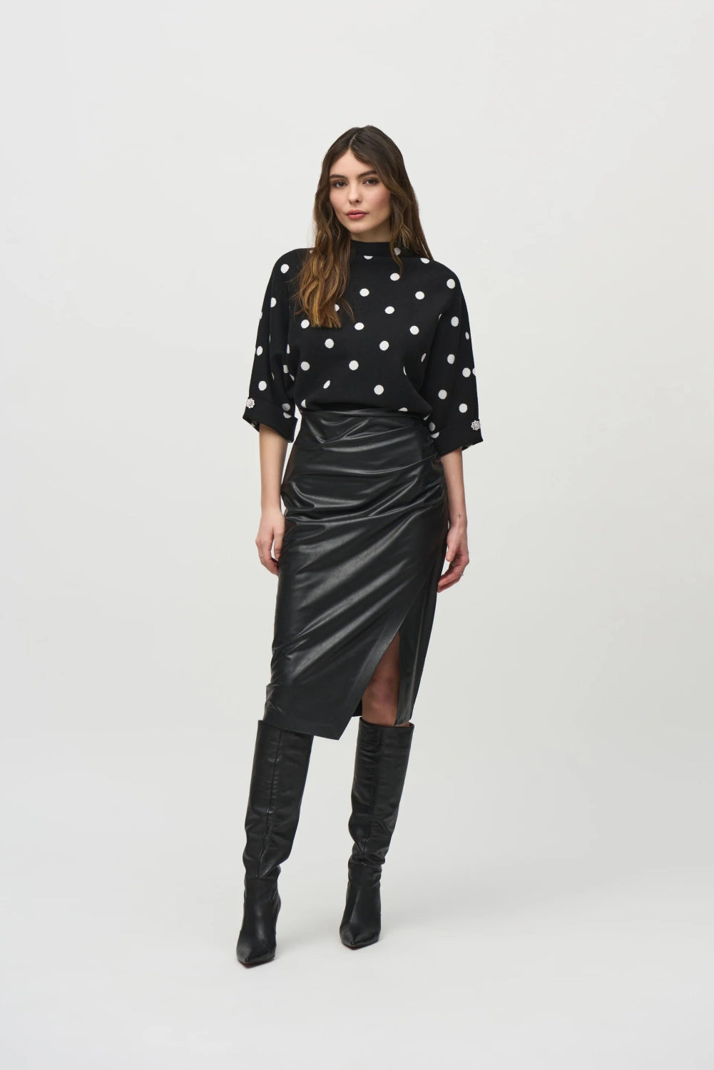 Joseph Ribkoff Leatherette Pull-on Pencil Skirt 244115