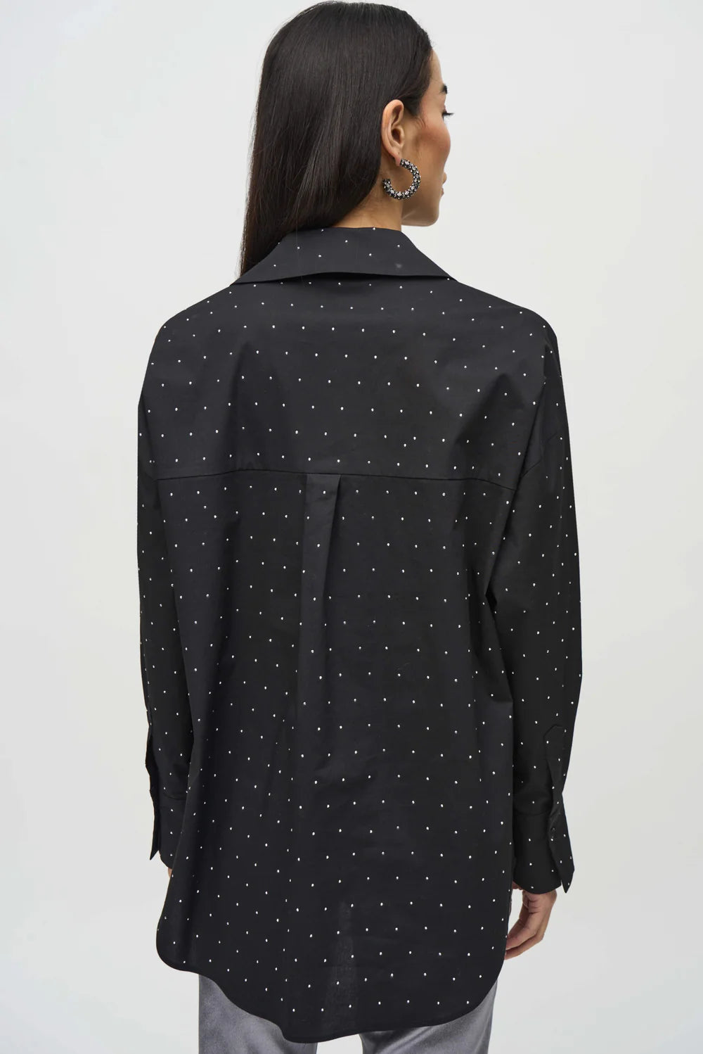 Joseph Ribkoff Stretch Cotton Blouse With Rhinestones 244950
