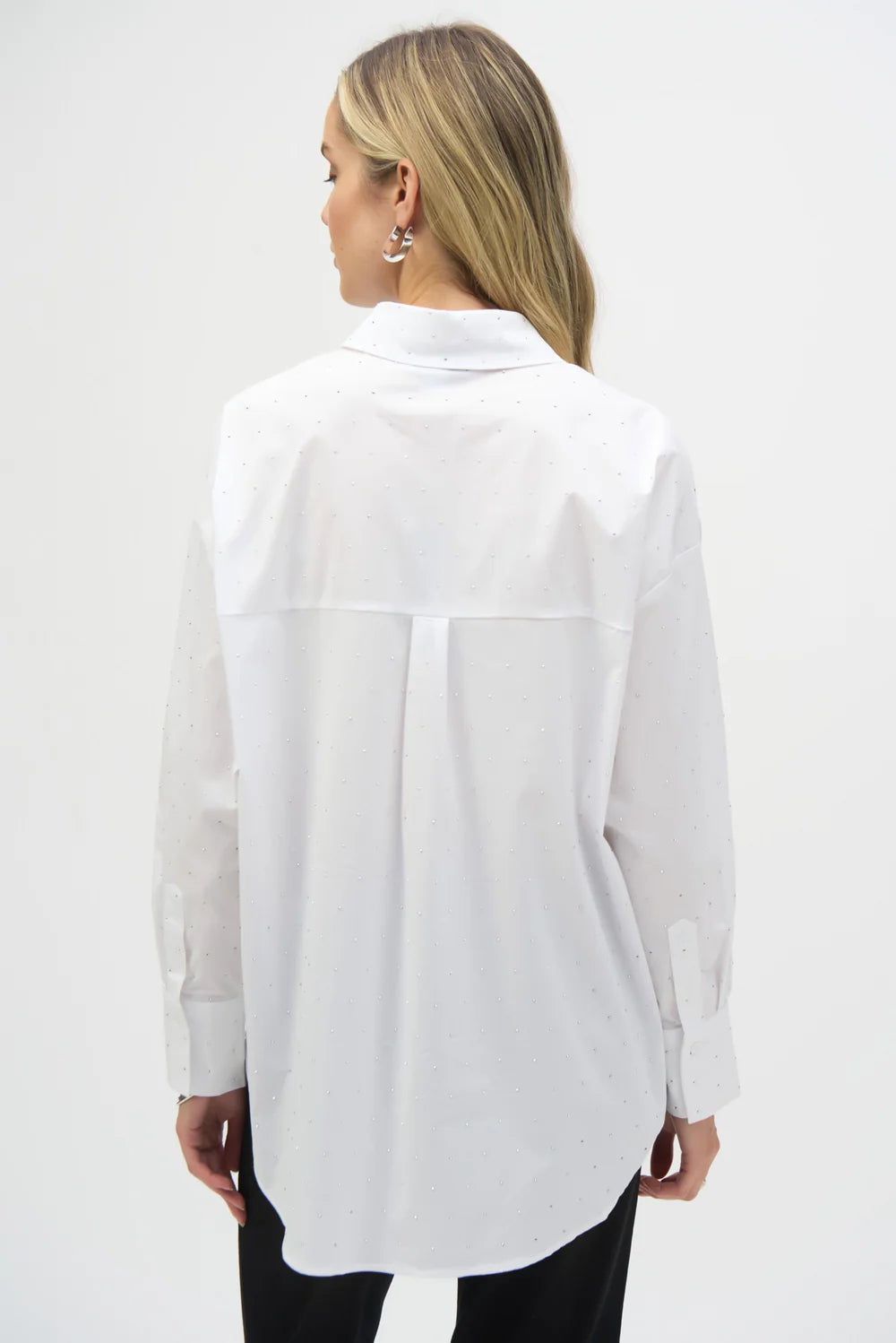 Joseph Ribkoff Stretch Cotton Blouse With Rhinestones 244950