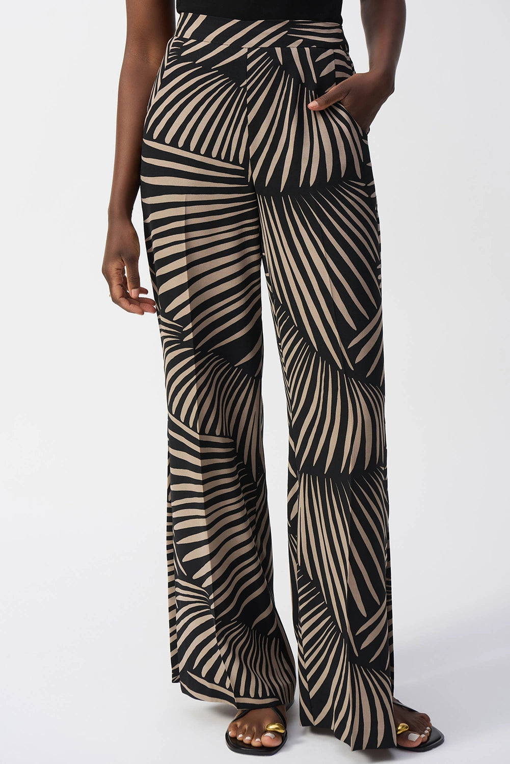 Joseph Ribkoff Gauze Tropical Print Wide-Leg Pants 251085