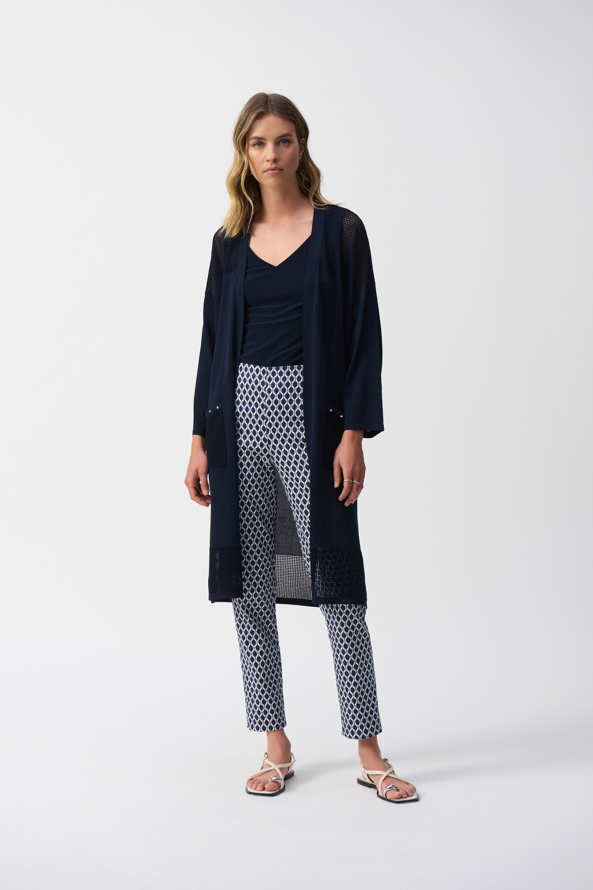 Joseph Ribkoff Jacquard Geometric Print Slim Fit Pants 251099