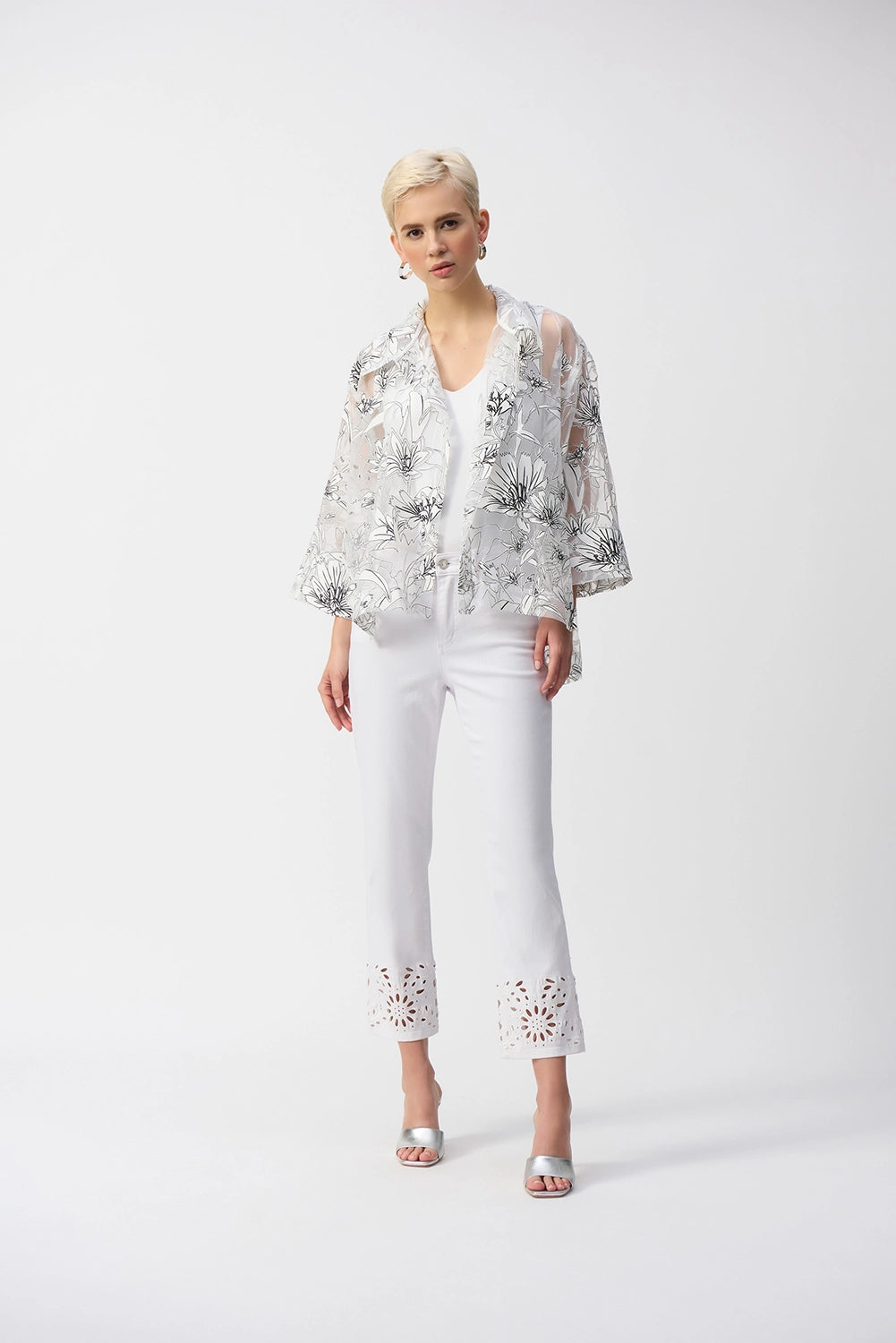 Joseph Ribkoff Organza Floral Print Boxy Cover-Up 251102