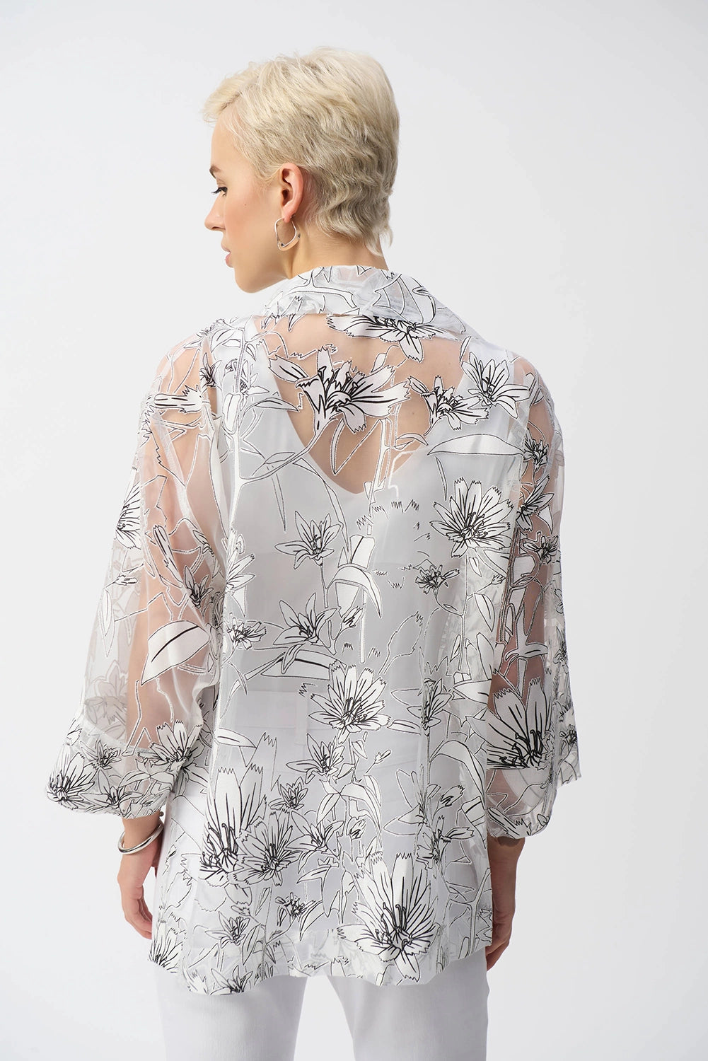 Joseph Ribkoff Organza Floral Print Boxy Cover-Up 251102