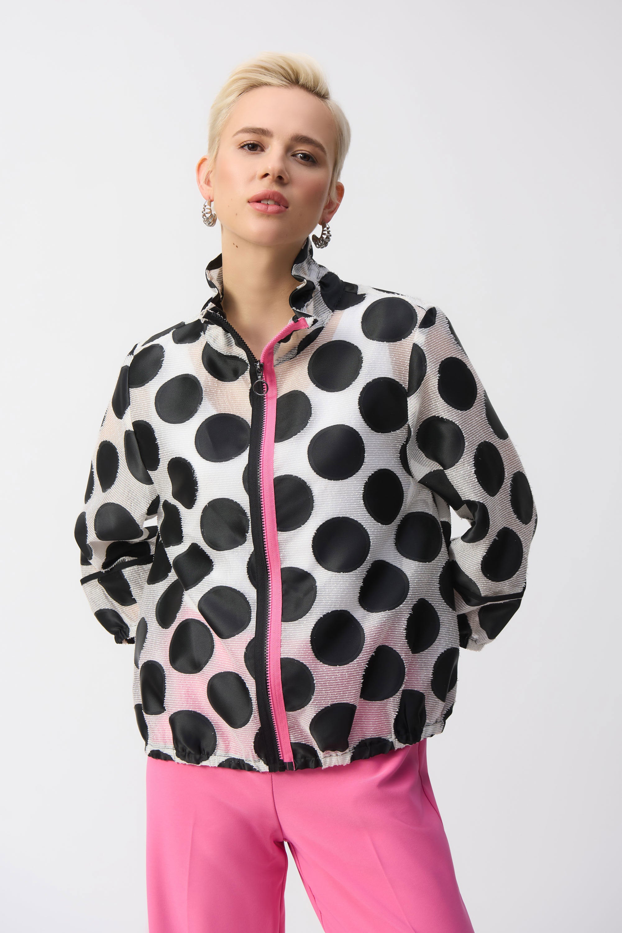 Joseph Ribkoff Jacquard Polka Dot Boxy Jacket 251123