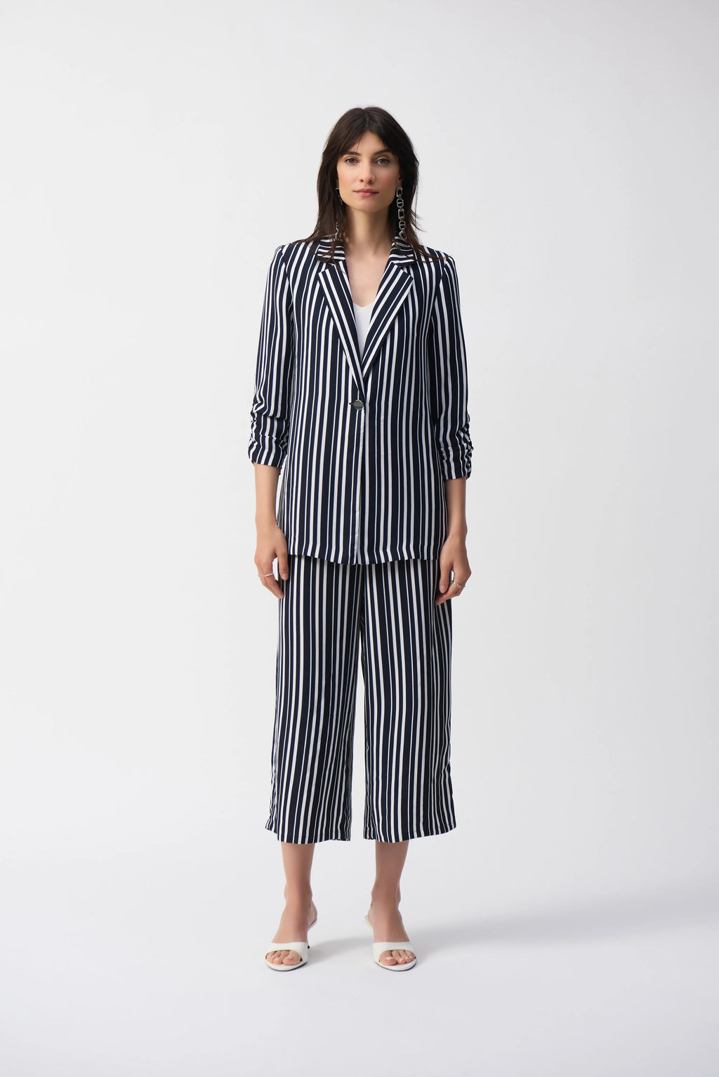 Joseph Ribkoff Woven Stripe Print Boxy Blazer 251155