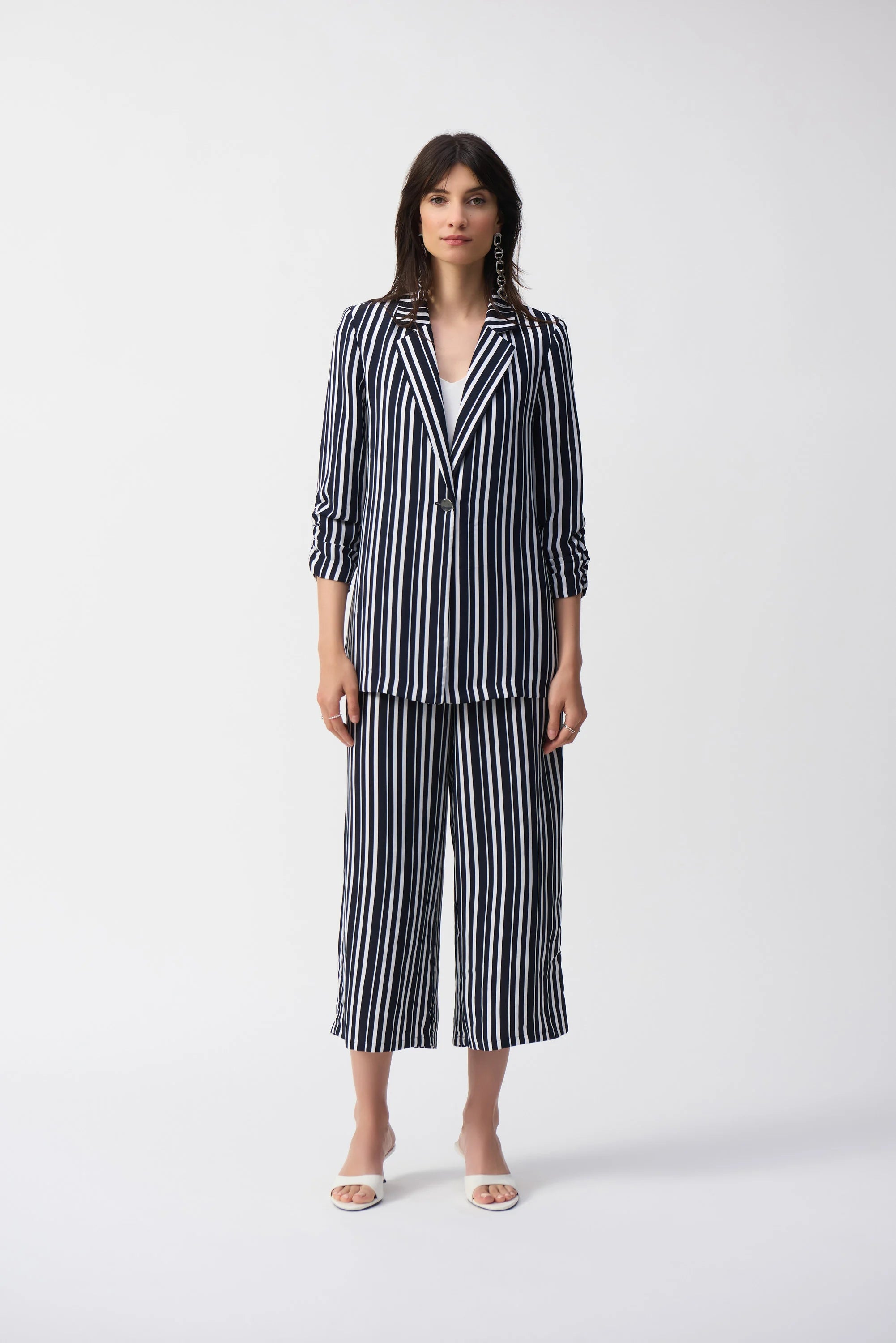 Joseph Ribkoff Woven Stripe Print Boxy Blazer 251155