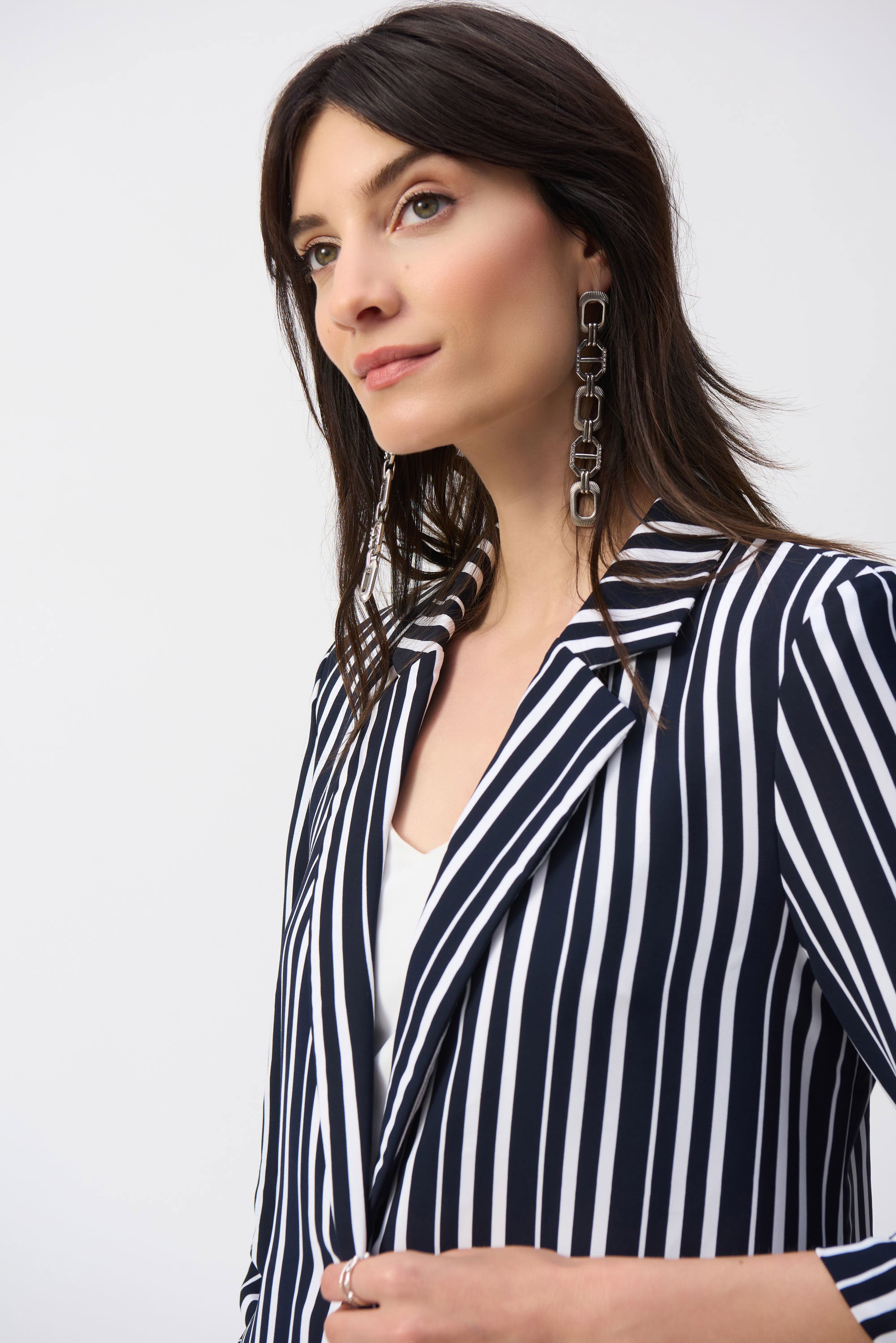 Joseph Ribkoff Woven Stripe Print Boxy Blazer 251155