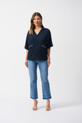 Joseph Ribkoff Seersucker Boxy High-Low Top 251165