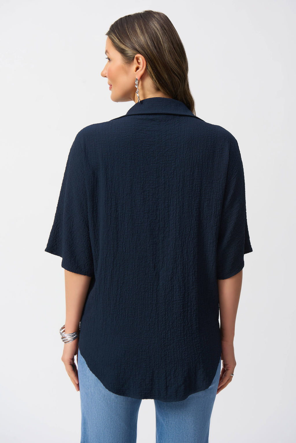 Joseph Ribkoff Seersucker Boxy High-Low Top 251165