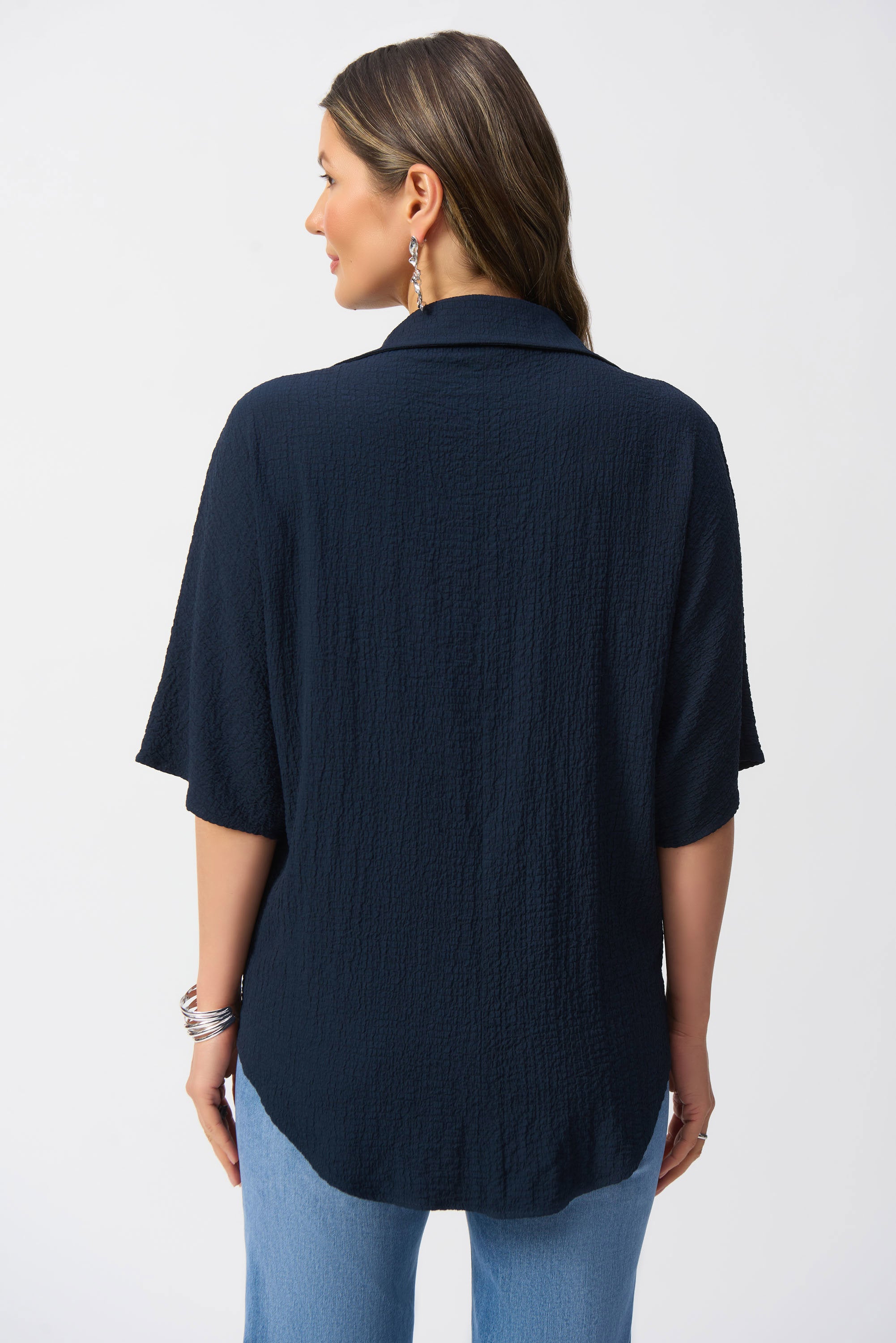 Joseph Ribkoff Seersucker Boxy High-Low Top 251165
