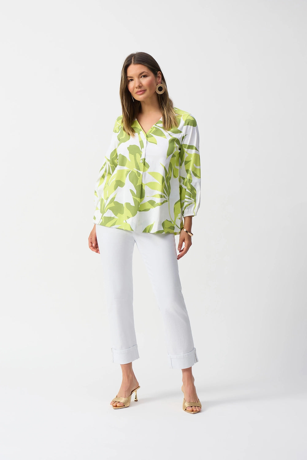 Joseph Ribkoff Stretch Poplin Floral Print Trapeze Top 251168