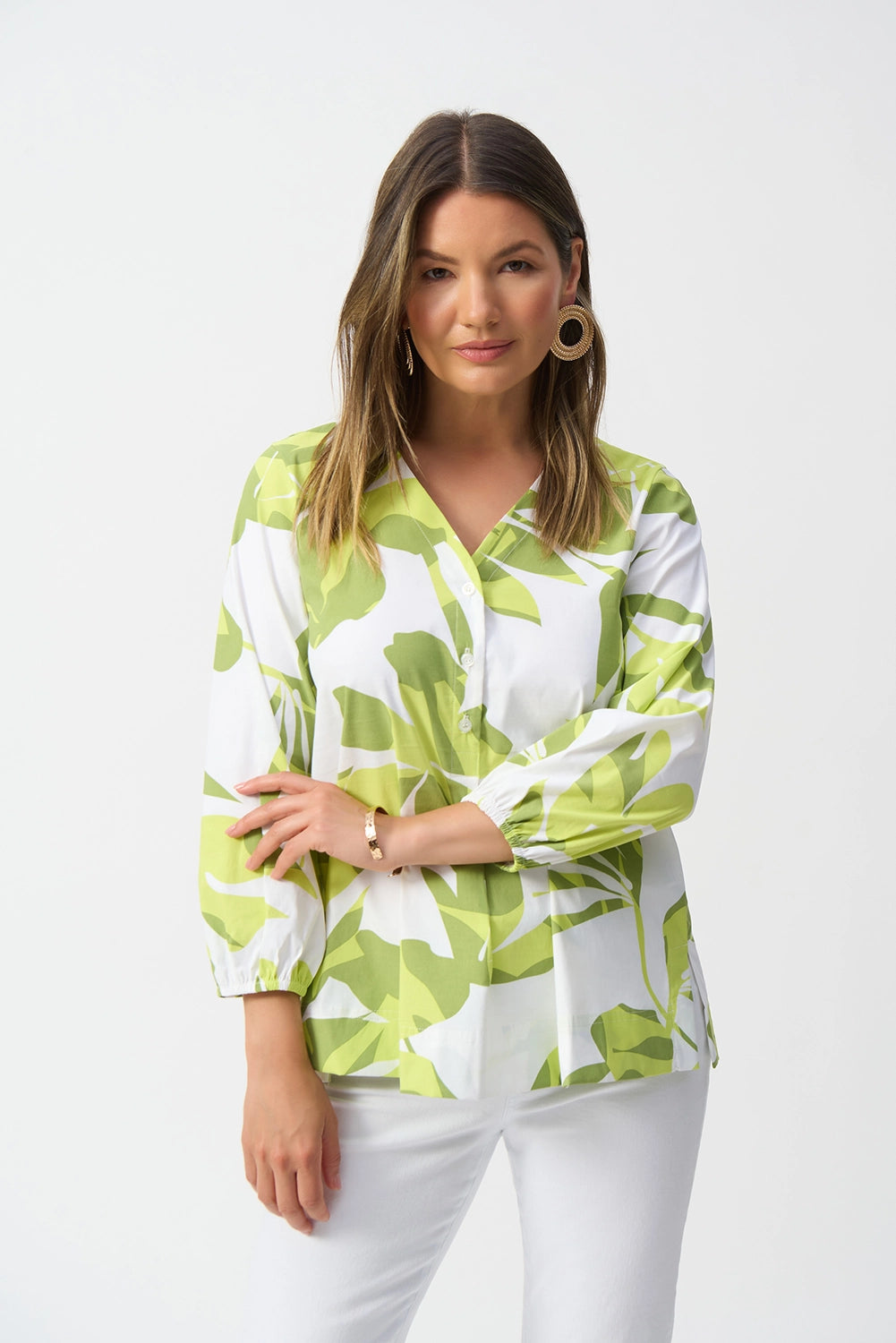 Joseph Ribkoff Stretch Poplin Floral Print Trapeze Top 251168