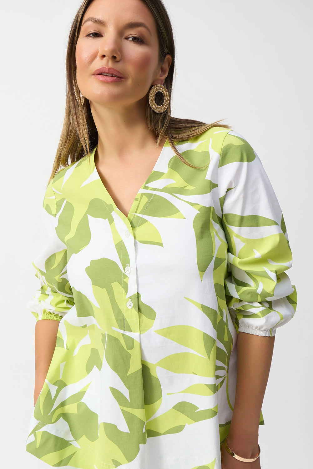 Joseph Ribkoff Stretch Poplin Floral Print Trapeze Top 251168