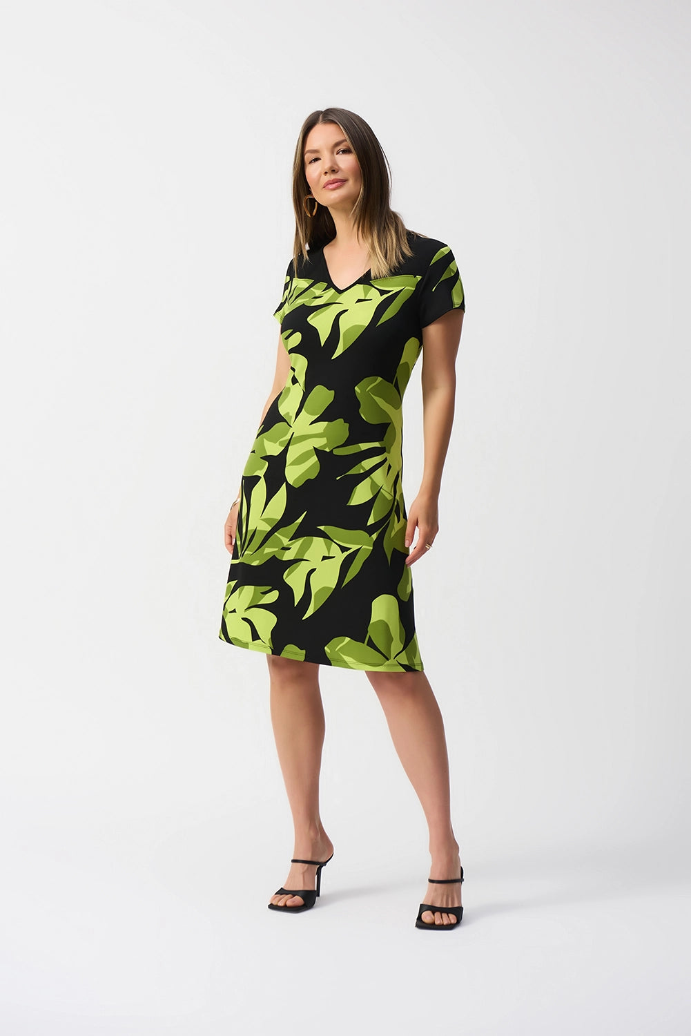 Joseph Ribkoff Silky Knit Tropical Print A-Line Dress 251200