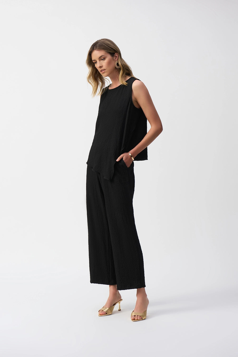 Joseph Ribkoff Seersucker Wide Leg Pull-On Pants 251227