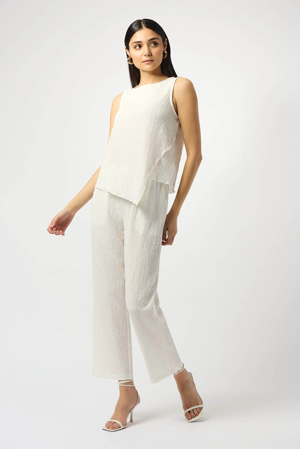 Joseph Ribkoff Seersucker Wide Leg Pull-On Pants 251227
