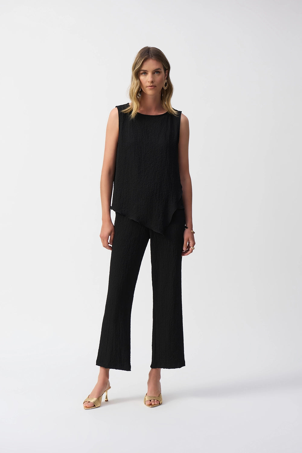 Joseph Ribkoff Seersucker Asymmetrical Sleeveless Top 251228